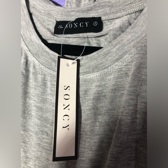 NWT Soncy Grey Crop Tee with Wraparound Ties - Size 14 / 16 - Picture 2 of 5